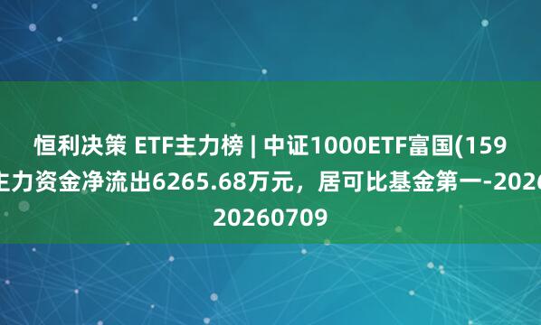 恒利决策 ETF主力榜 | 中证1000ETF富国(159629)主力资金净流出6265.68万元，居可比基金第一-20260709